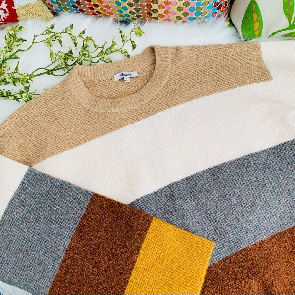 Madewell Color Block Stripe Sweater Size Medium - image 2